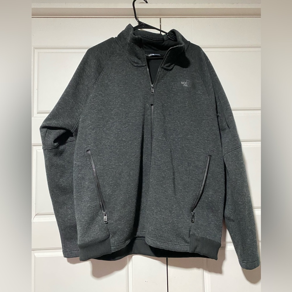 The North Face Jacket, Full Zip. Gray. Women's Small. Ribbed. Mock Neck.